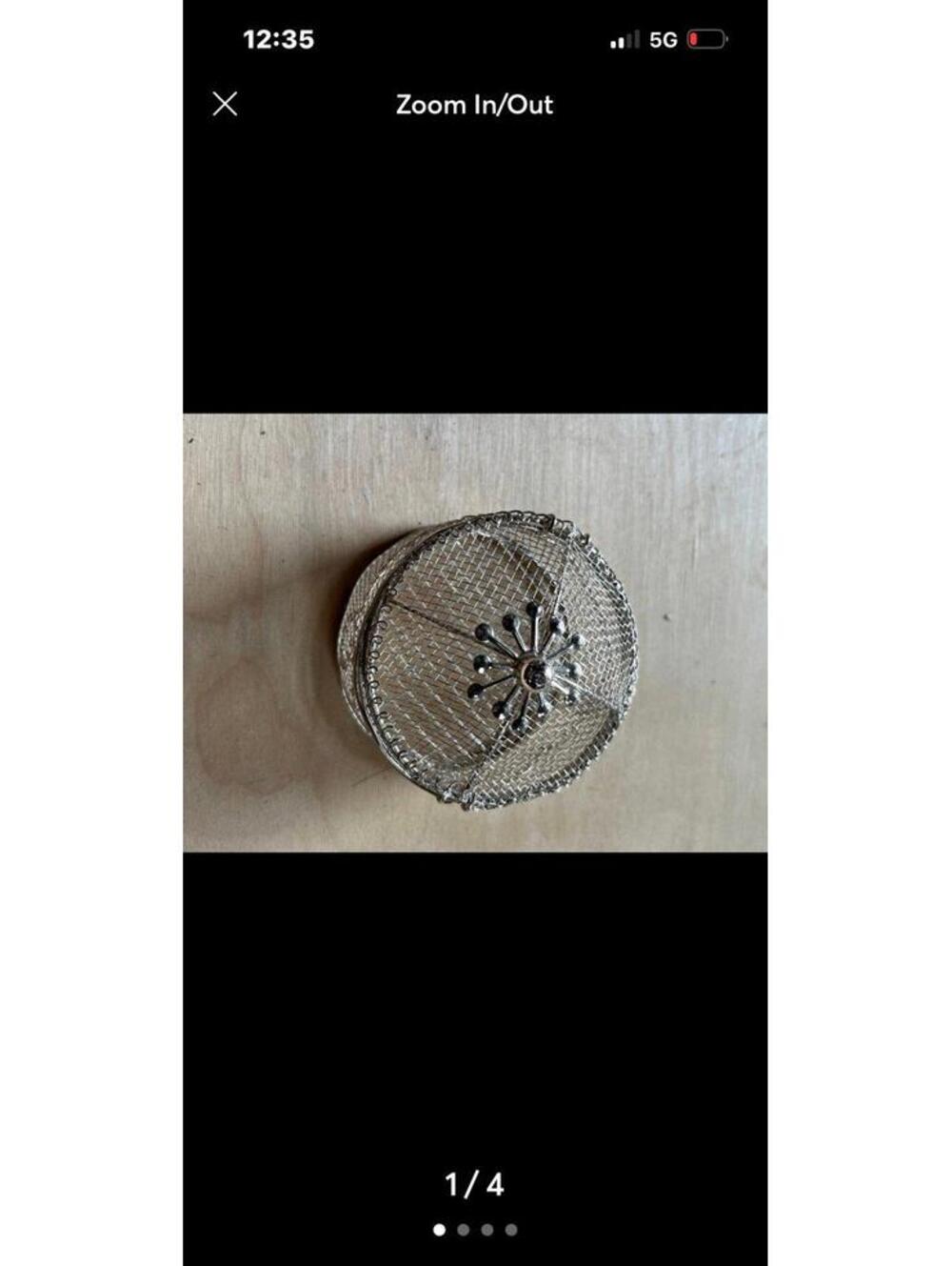Silver Trinket Box with Hinged Lid Decorative Wire Starburst-like design